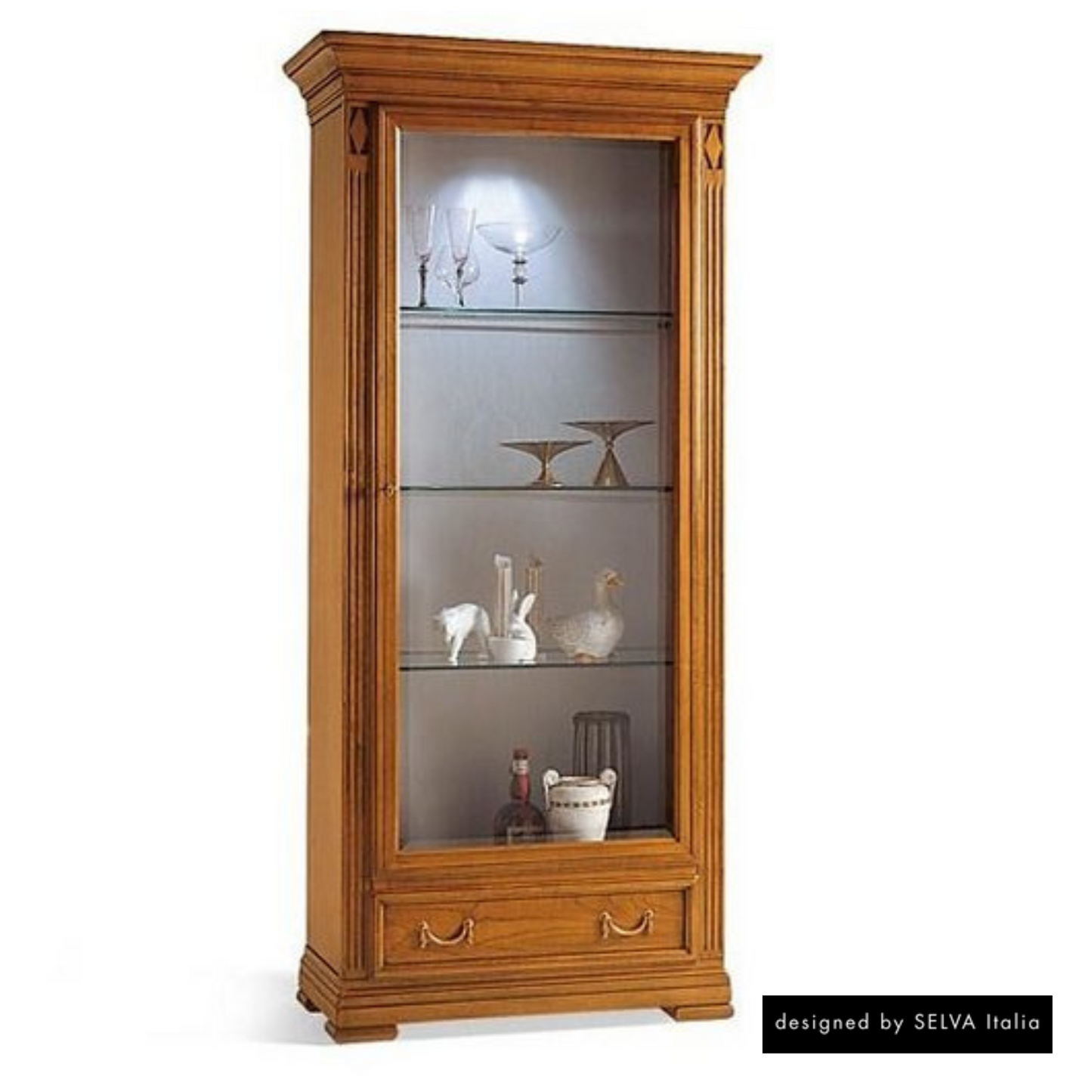 Vitrine <Villa Borghese> Modell 7372, kirschbaumfarbig antik mit Gebrauchsspuren